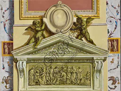 Particolare di fregio decorativo a pittura murale a secco, Palazzo dei Normanni (Palazzo Reale) Palermo, Sala d'Ercole