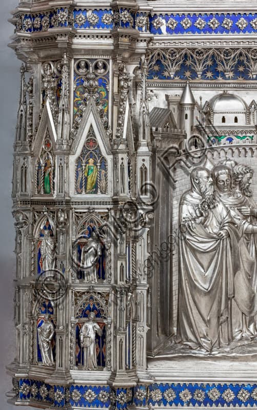 Particolare pilastro angolare Altare argento San Giovanni, Museo Opera Duomo Firenze, figure santi profeti