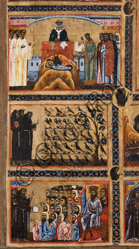Particolare della Pala Bardi di Coppo di Marcovaldo con scene della vita di San Francesco nella Basilica di Santa Croce, Firenze