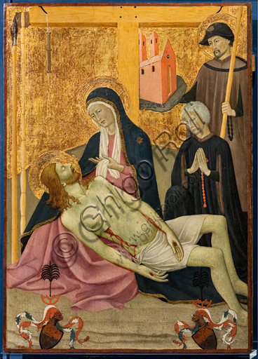Dipinto Pietà con San Sinibaldo e il committente Peter Volckamer, 1432, scuola senese