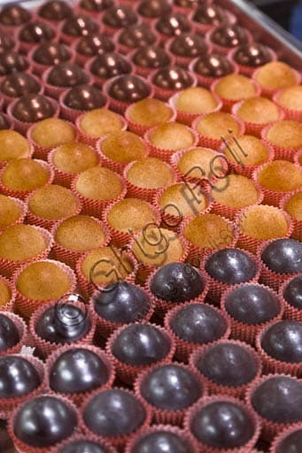 Chocolate pralines filled with Trentino grappa jelly, produced by Exquisita in Rovereto