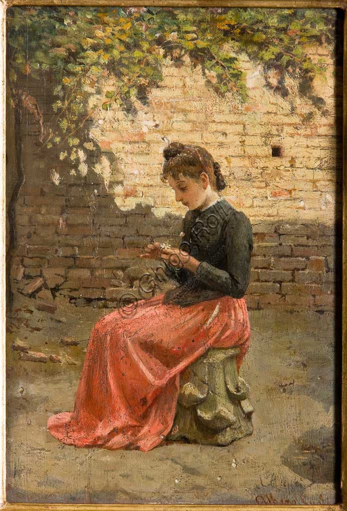 Quadro M'ama non m'ama dipinto olio su cartone Albano Lugli Collezione Assicoop Unipol
