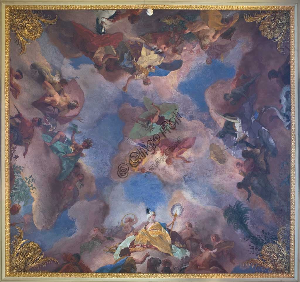 Affresco dei Quattro Continenti di Gregorio Gugliemi, volta del Palazzo Reale di Torino