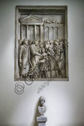 Marble relief sculpture of Marcus Aurelius sacrificing in front of the Temple of Jupiter, Capitoline Museums, Rome