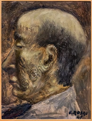 Ritratto di Ardengo Soffici, dipinto a olio su tavola di Ottone Rosai, 1949