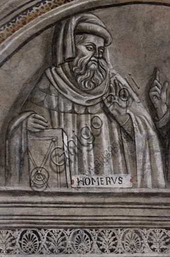 Ritratto di Omero, affresco monocromo scuola di Luca Signorelli, Libreria Alberi MODO Orvieto