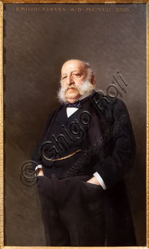 Ritratto del editore Emilio Treves, dipinto a olio di Vittorio Matteo Corcos esposto al Labirinto della Masone