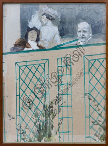Bozzetto a tempera Ritratto di Tito Ricordi e Donna Franca Florio di Marcello Dudovich