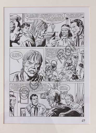 Tavola originale del fumetto Tex Fort Sahara, illustrazione di Roberto Diso, Collezione Assicoop Unipol