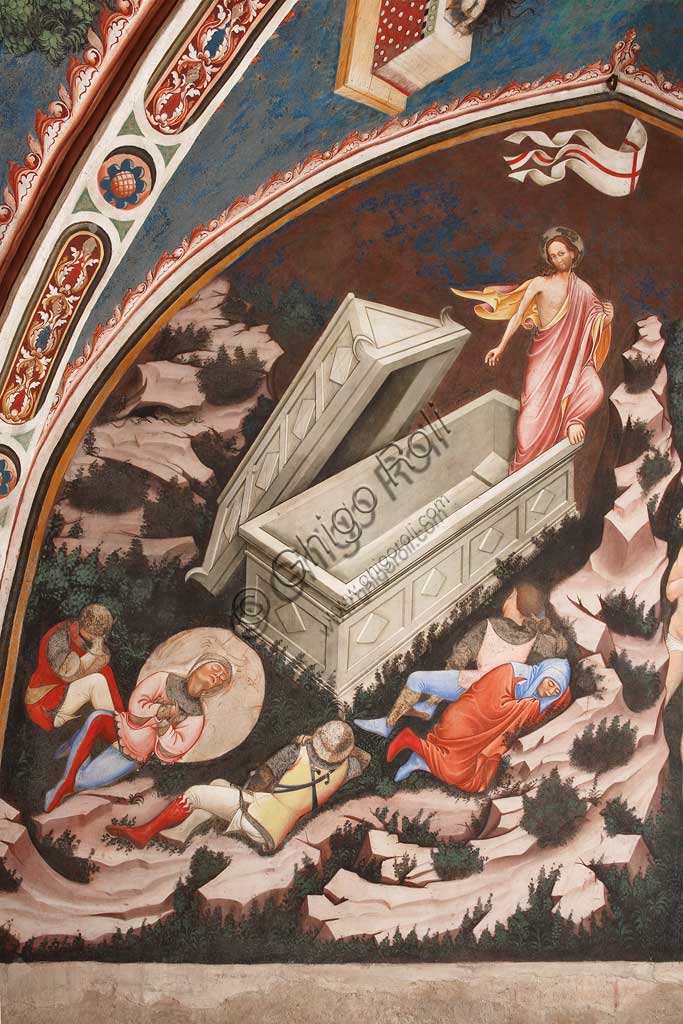 Particolare affresco Resurrezione con Cristo e soldati romani addormentati, Cappella Contrari, Rocca di Vignola