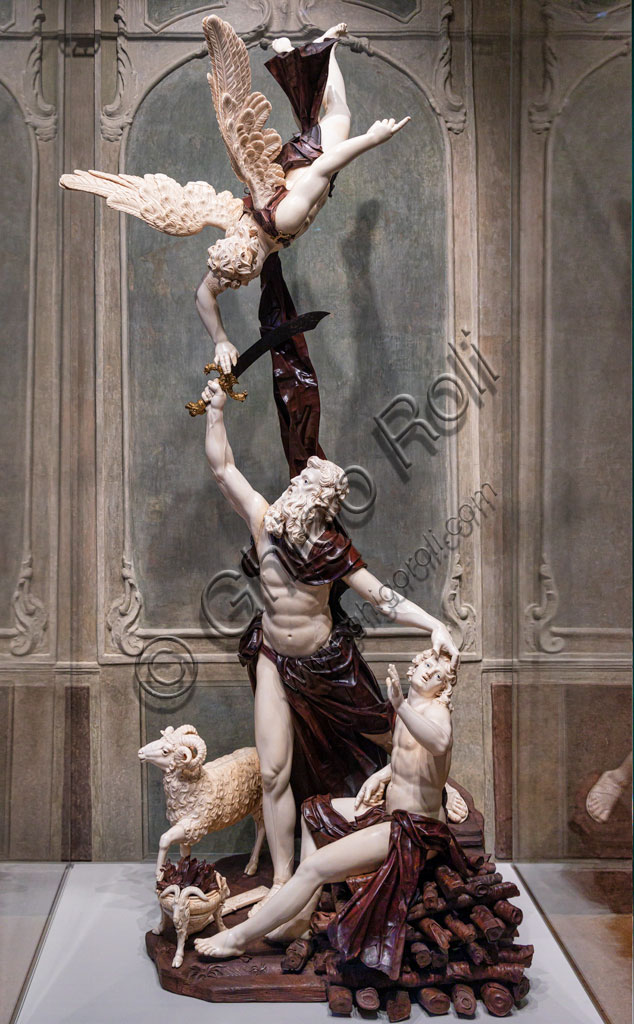 Scultura in avorio e legno Abramo e Isacco di Simon Troger, Pinacoteca Tosio Martinengo Brescia