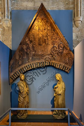 Scultura in legno policromo dell'Annunciazione, Madonna e Angelo, Terzo Maestro d'Orvieto, XV secolo, Museo del Duomo di Orvieto