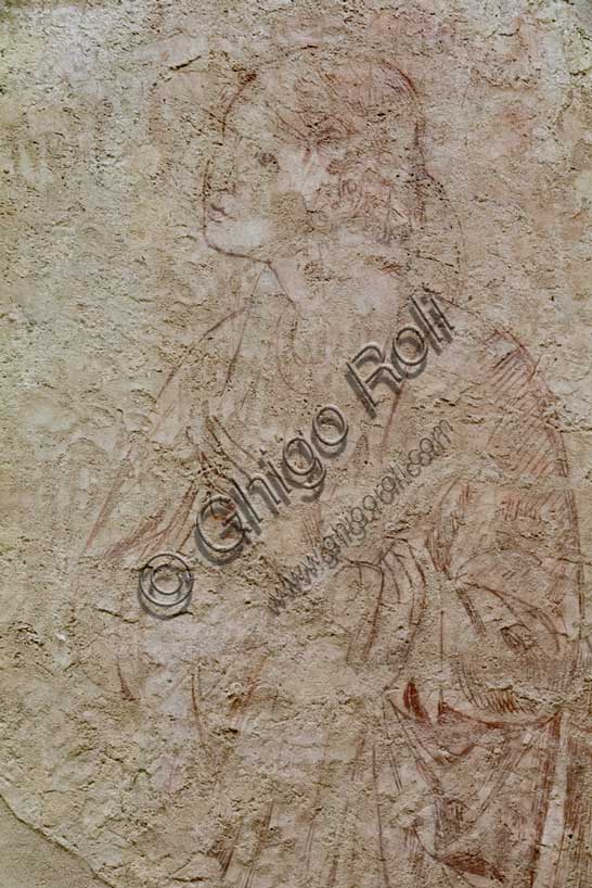 Sinopia di Benozzo Gozzoli, Annunciazione, particolare della Vergine, Museo delle Sinopie Pisa