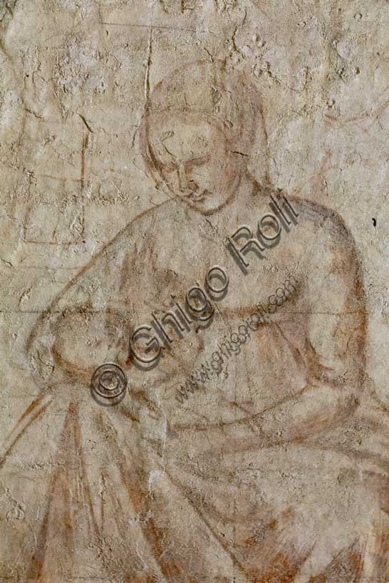 Sinopia di Benozzo Gozzoli, particolare con donna e neonato, Camposanto Pisa