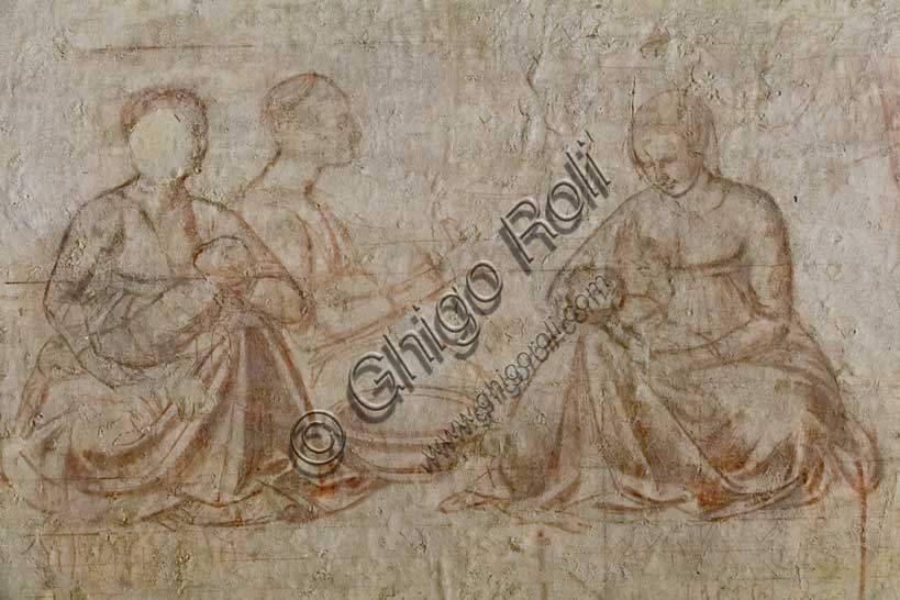Sinopia di Benozzo Gozzoli, Storie di Esaù e Giacobbe, gruppo di donne con neonati, Pisa