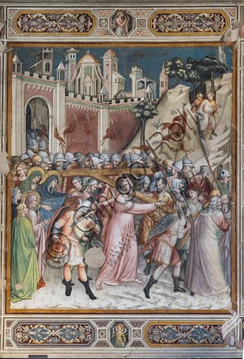 Affresco Salita al Calvario, Spinello Aretino, Basilica di Santa Croce Firenze