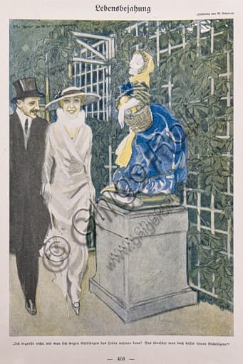 Stampa originale Simplicissimus numero 25 illustrazione Marcello Dudovich donna 1913