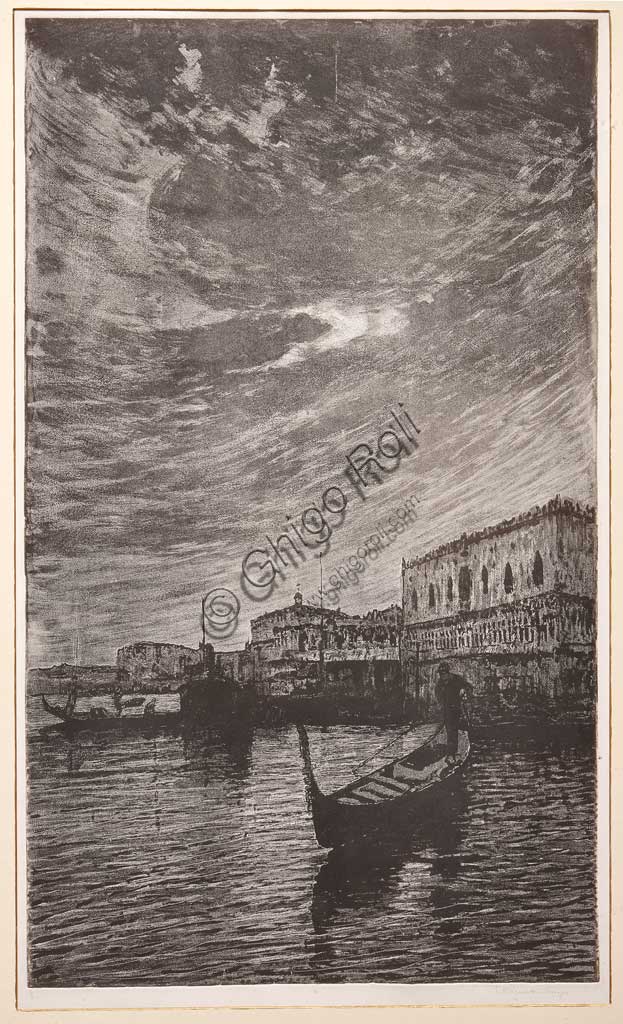 Acquaforte Bacino di San Marco, stampa Venezia di Giuseppe Miti Zanetti
