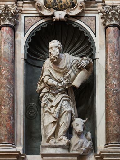 Statua di San Luca di Giovanni Giacomo Della Porta, Duomo di Genova, presbiterio, parete sud