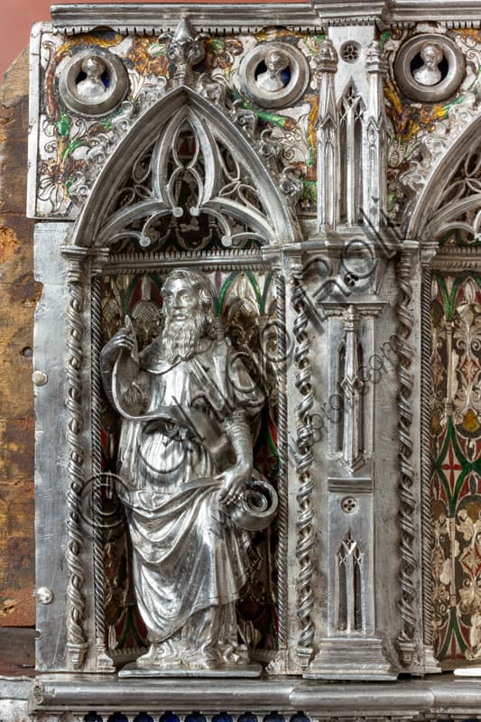Statuetta d'argento santo profeta con pergamena, Altare Tesoro San Giovanni, Museo Opera Duomo Firenze