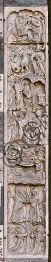 Scultura romanica Storie della Vergine, Duomo di San Lorenzo a Genova, Maestro dell'Arca del Battista 1225