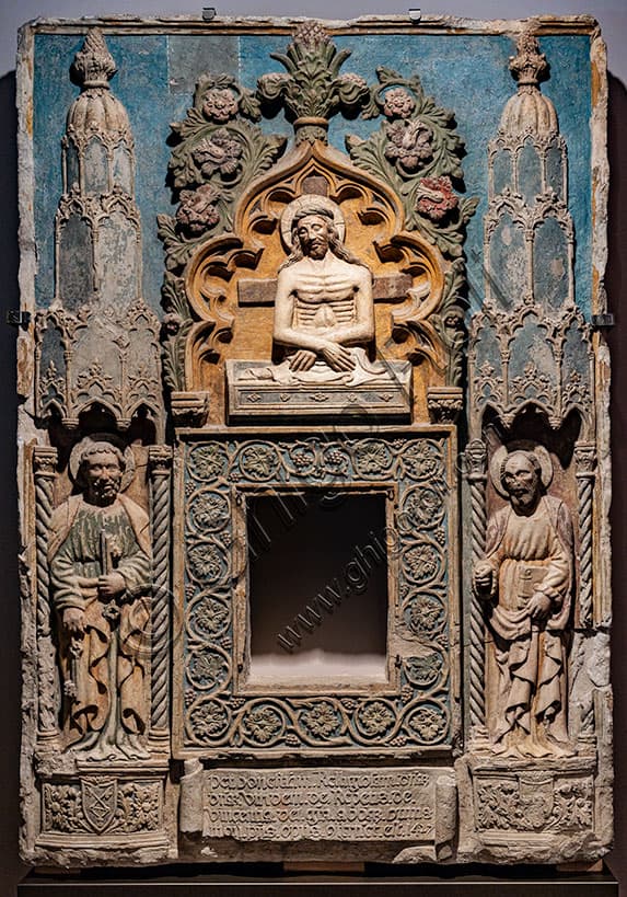 Tabernacolo Santissimo Sacramento 1427 con Cristo, San Pietro e San Paolo, pietra colombina dipinta