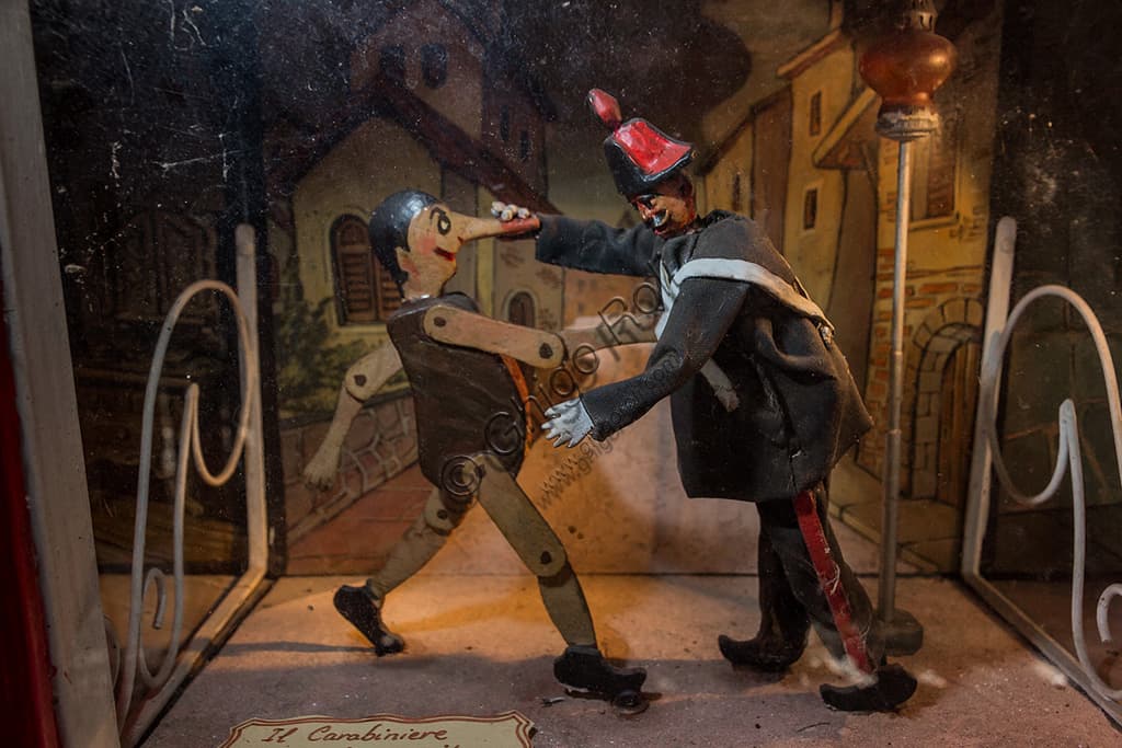Animated mechanical scene of Pinocchio and the Carabiniere at Pinocchio Park in Collodi, Italy