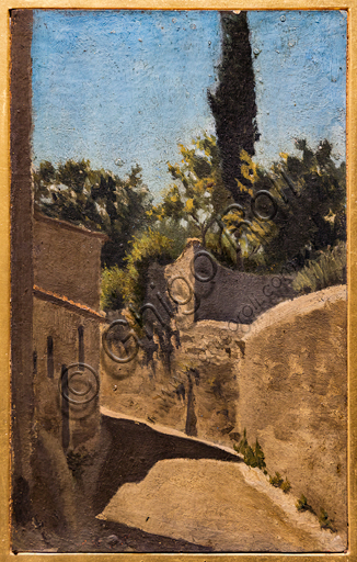 Telemaco Signorini - Meriggio di sole. Dintorni di Firenze, 1861-62, olio su cartone, paesaggio toscano