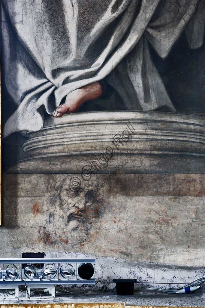 Particolare testa virile affresco della Fede Domenichino Basilica di S. Andrea della Valle Roma