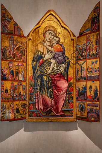 Triptych of the Master of Perugia, National Gallery of Umbria - Detail of the Annunciation and stories of Christ