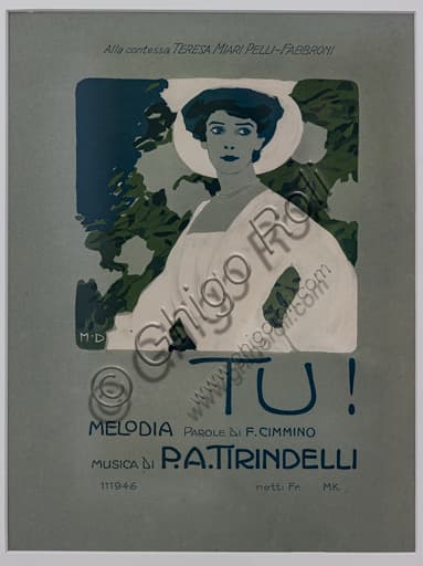"Tu!" illustrazione cromolitografica di Marcello Dudovich, manifesto pubblicitario storico raffigurante una donna, 1899-1906