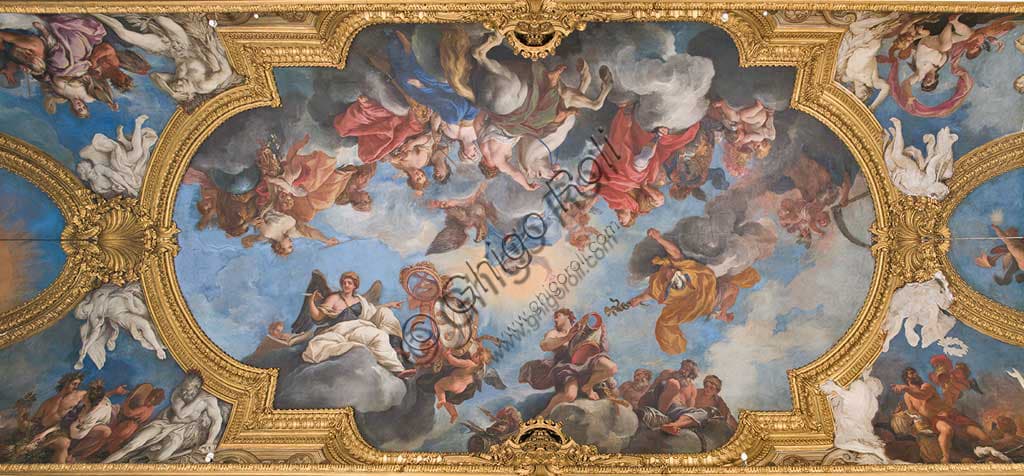 Udienza di un giovane eroe davanti a Giove, dettaglio affresco di Daniel Seiter, Galleria del Daniel, Palazzo Reale Torino