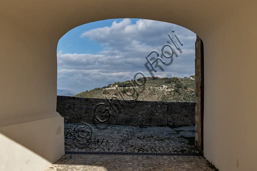 Panoramic view north from the Rocca Albornoz castle stronghold in Spoleto, Umbria