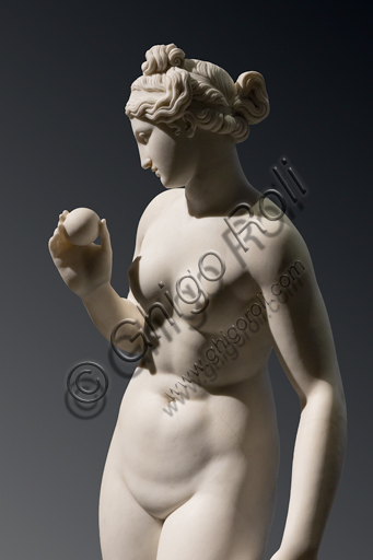 Dettaglio scultura Venere Vincitrice in marmo di Carrara di Bertel Thorvaldsen, arte neoclassica