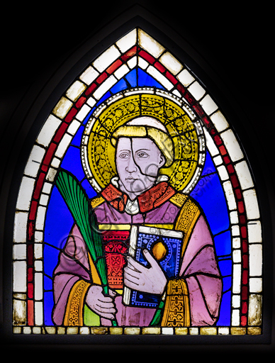 Vetrata di Giotto con Santo Diacono Martire, Basilica di Santa Croce Firenze, particolare del XIV secolo