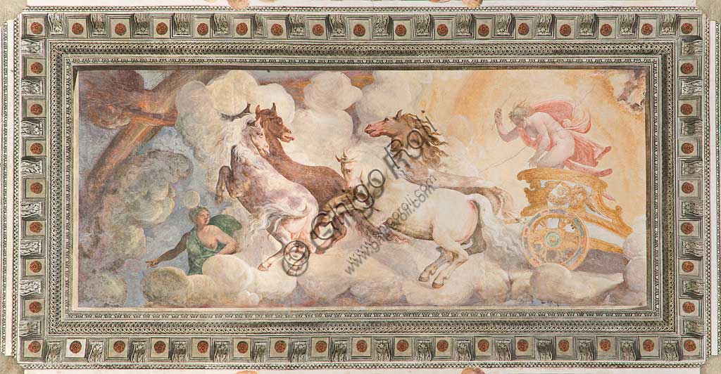 Affresco del Carro del Sole condotto da Apollo, volta della loggia di Villa Pallavicino delle Peschiere a Genova