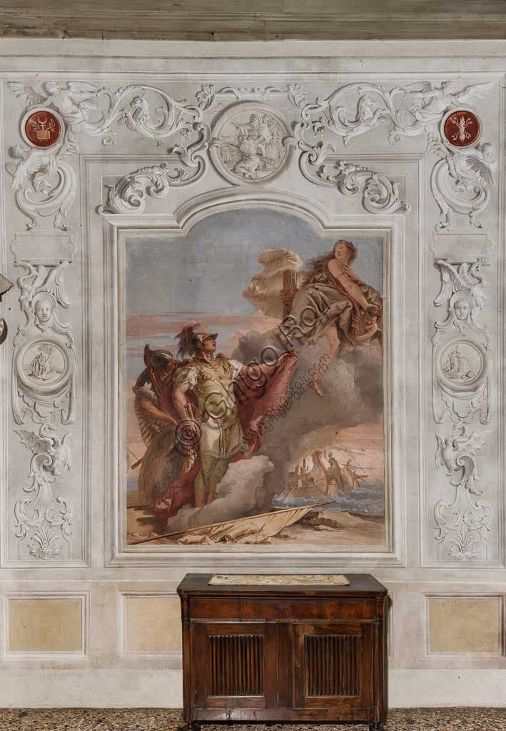 Giambattista Tiepolo fresco in the Aeneid room, Villa Valmarana ai Nani Vicenza, detail Venus and Aeneas