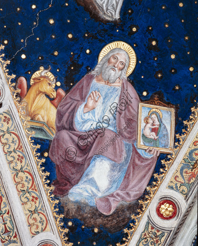 Affresco di San Luca dipinto da Vincenzo Foppa, volta del Coro delle Monache, Chiesa di San Maurizio al Monastero Maggiore, Milano