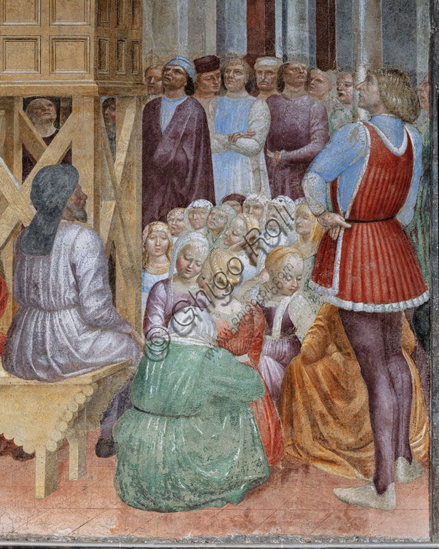 Affresco di Vincenzo Foppa, San Pietro Martire invoca una nube, lunetta destra Cappella Portinari Milano