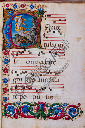 Visione di Gioele miniatura di Liberale da Verona, corale Piccolomini, Duomo di Siena, pagina 133r
