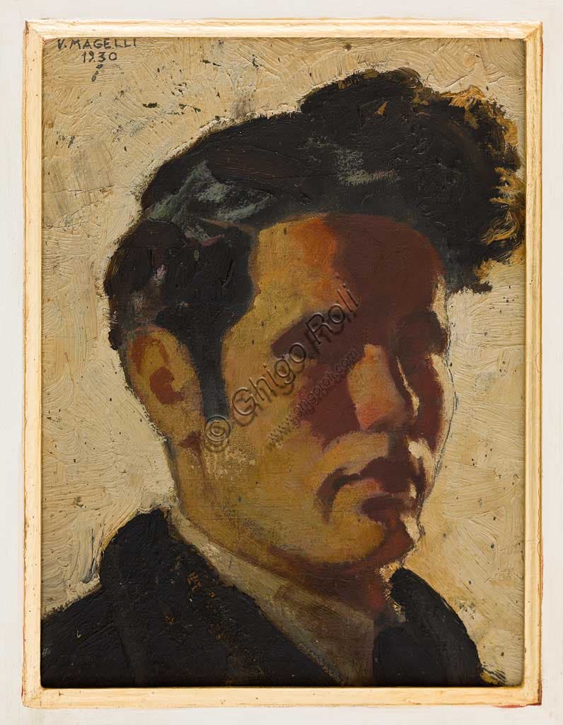 Autoritratto dipinto a olio di Vittorio Magelli, 31x24 cm, Collezione Assicoop Unipol