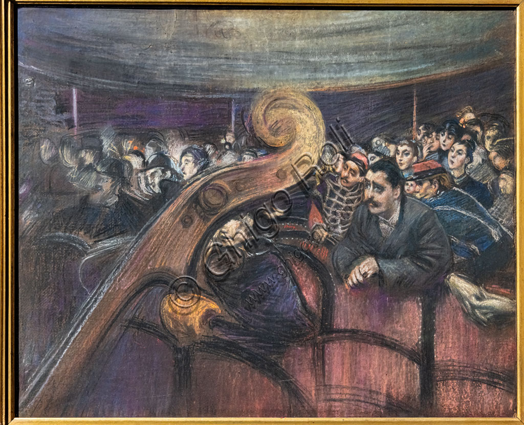 “A teatro”, di Giovanni Boldini, 1885-6, pastello su carta.