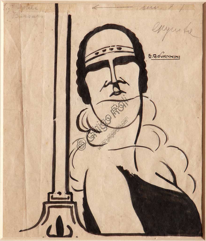 Collezione Assicoop - Unipol: Ettore Giovannini (1894 - ?), "Adele Borsari", matita e inchiostro nero su carta.