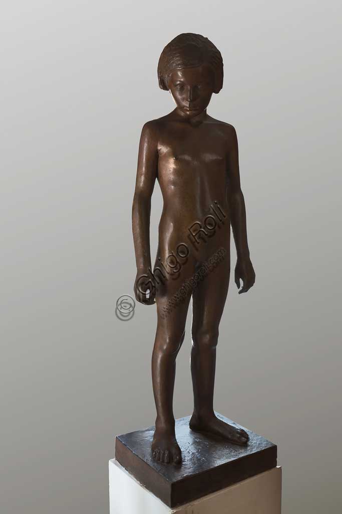Collezione Assicoop Unipol:  Vittorio Magelli  (1911-1988); "Adolescente"; scultura in bronzo; h. cm. 125.