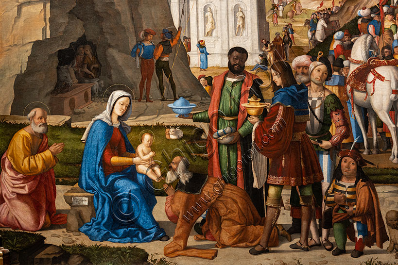 “Adorazione dei Magi”, di Marcello Fogolino, dipinto a olio, 1511. Particolare.