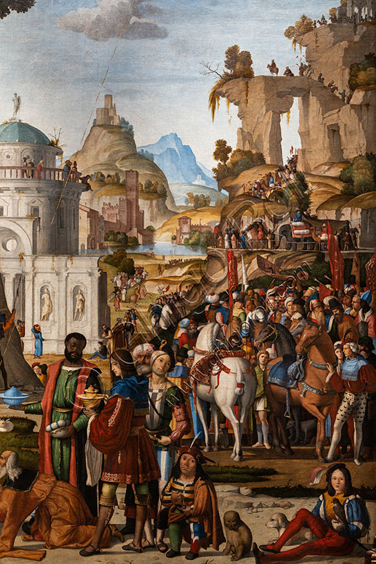 “Adorazione dei Magi”, di Marcello Fogolino, dipinto a olio, 1511. Particolare.