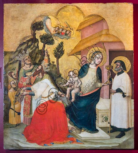 Piacenza, Palazzo Farnese:  tempera su tavola "Adorazione dei Magi", di Simone De' Crocifissi (seconda metà 1300).