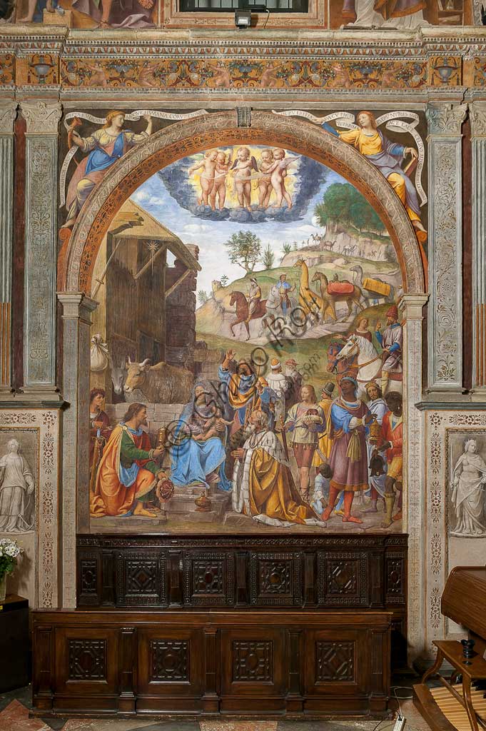 Saronno, Shrine of Our Lady of Miracles: Presbytery (or Main Chapel): "Adoration of the Three Wise Men", fresco by Bernardino Luini, 1525 - 1532.