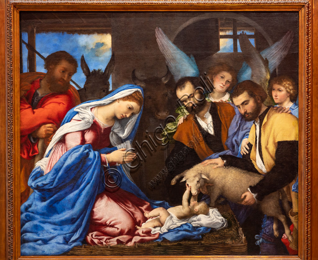 Brescia, Pinacoteca Tosio Martinengo: "Adorazione dei pastori", di Lorenzo Lotto, 1530. Olio su tela.