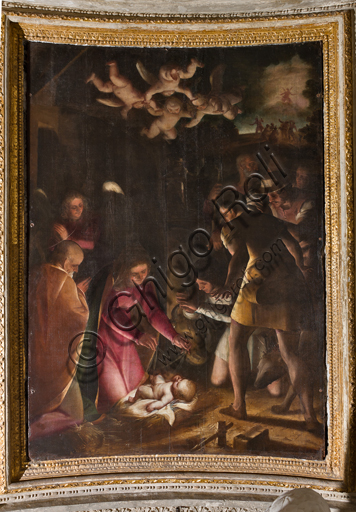 , Genoa, Duomo (St. Lawrence Cathedral), inside, The Lercari Chapel or The Chapel of the Blessed Sacrament (Northern apse): "Adoration of the Shepherds", by Luca Cambiaso, 1575